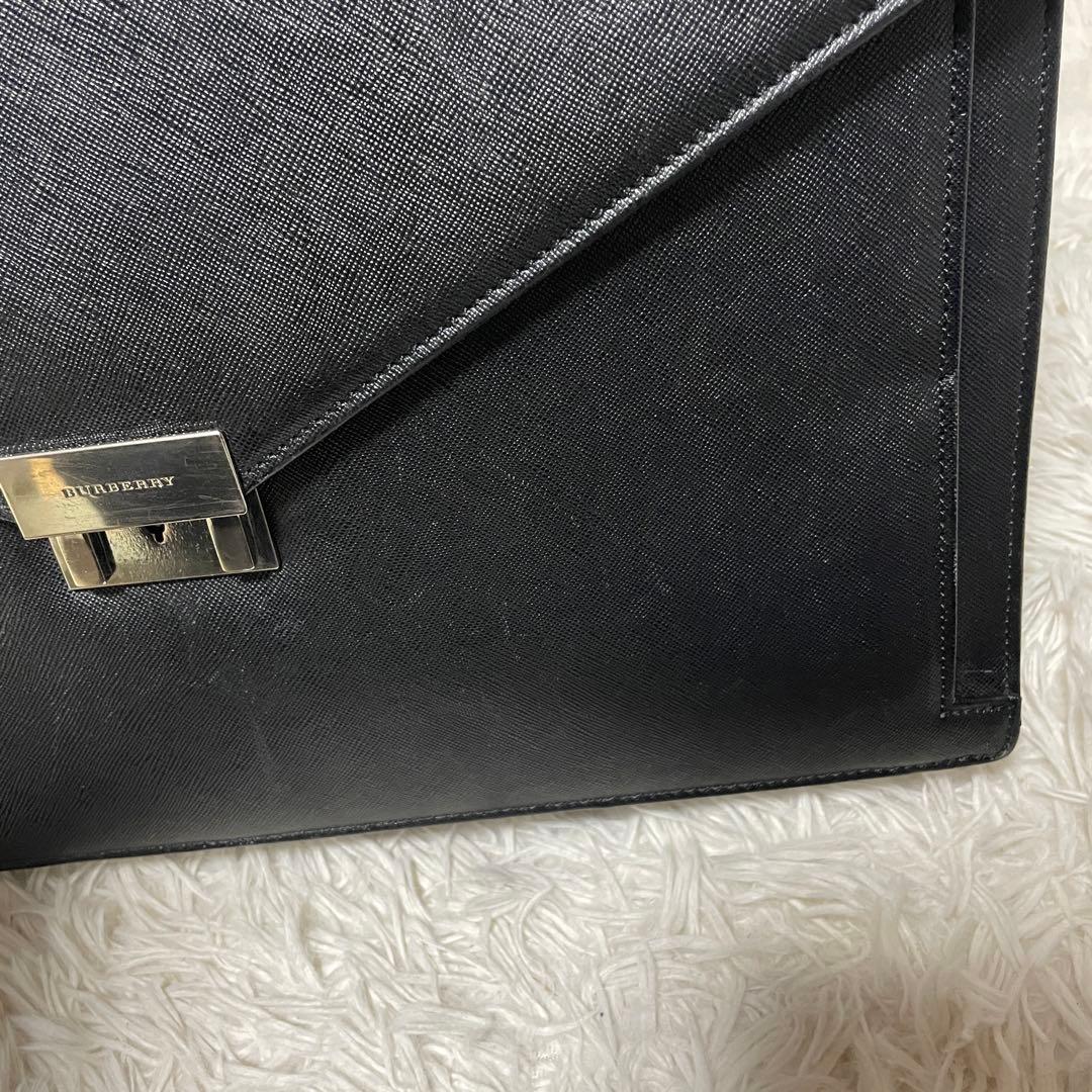 【美品】Burberry バーバリー　ビジネスバッグ　サフィアーノレザー　黒