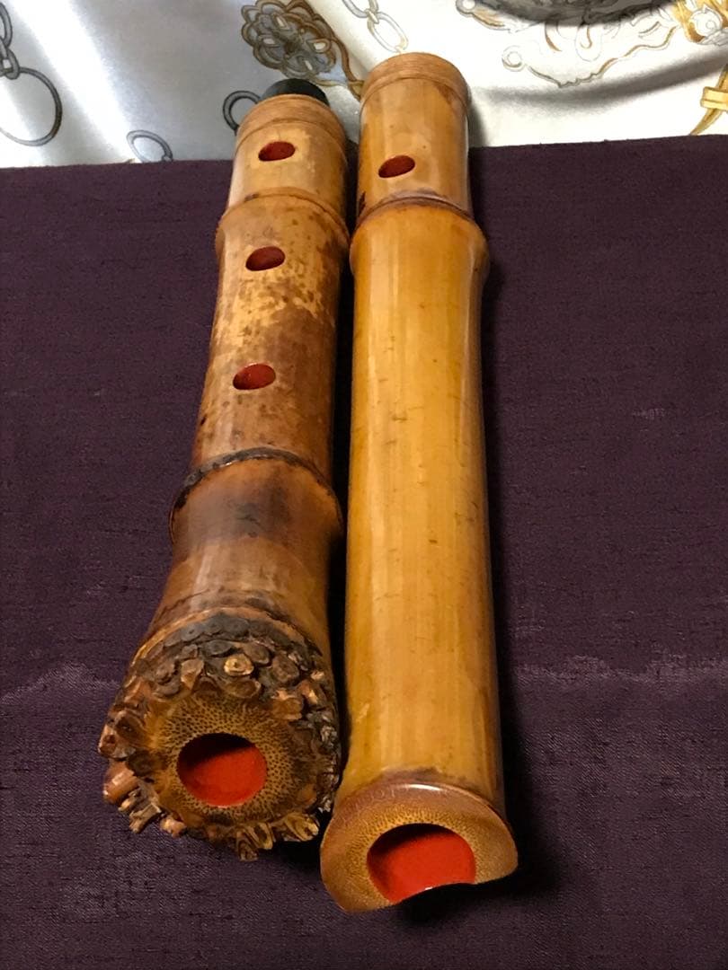 ⭐️尺八　琴古流　竹○？(2印)在銘　約58センチ　唄口キャップ,袋　古い尺八