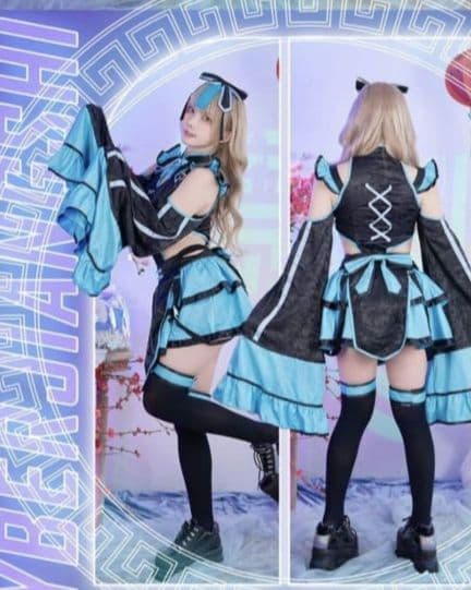 新品♡Malymoon マリームーン ボリュームスリーブサイバーキョンシーブルー