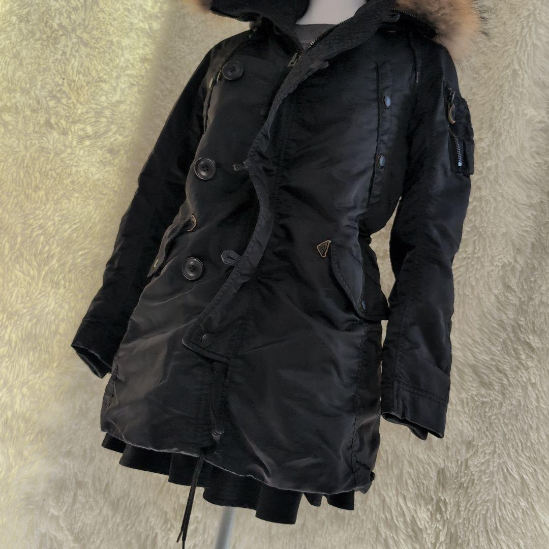 希少 goa ゴア　ラクーンファーコート　ミリタリー　モッズコート　ブラック