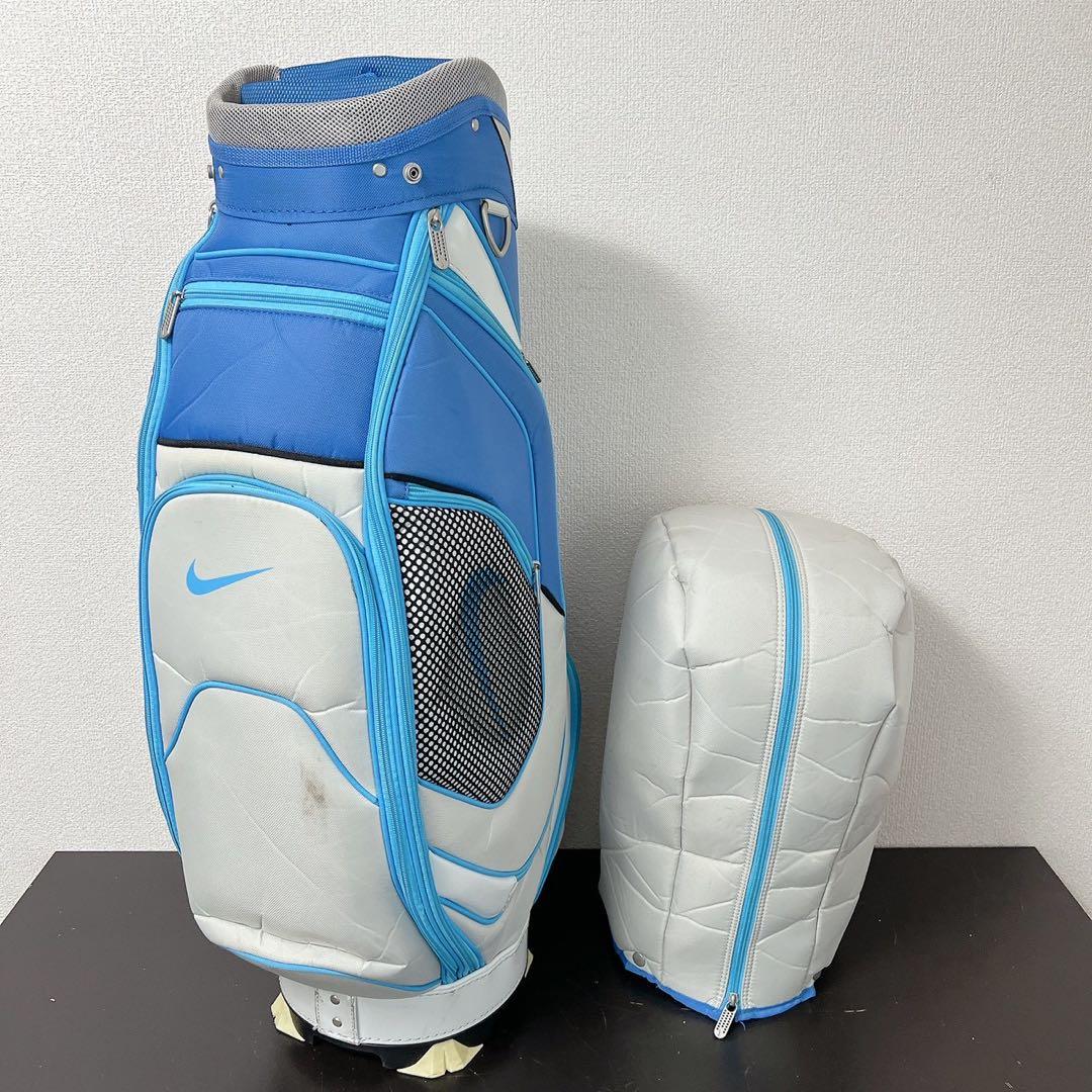 希少 NIKE ナイキ キャディバッグ 6分割 ブルー ホワイトゴルフバッグ軽量