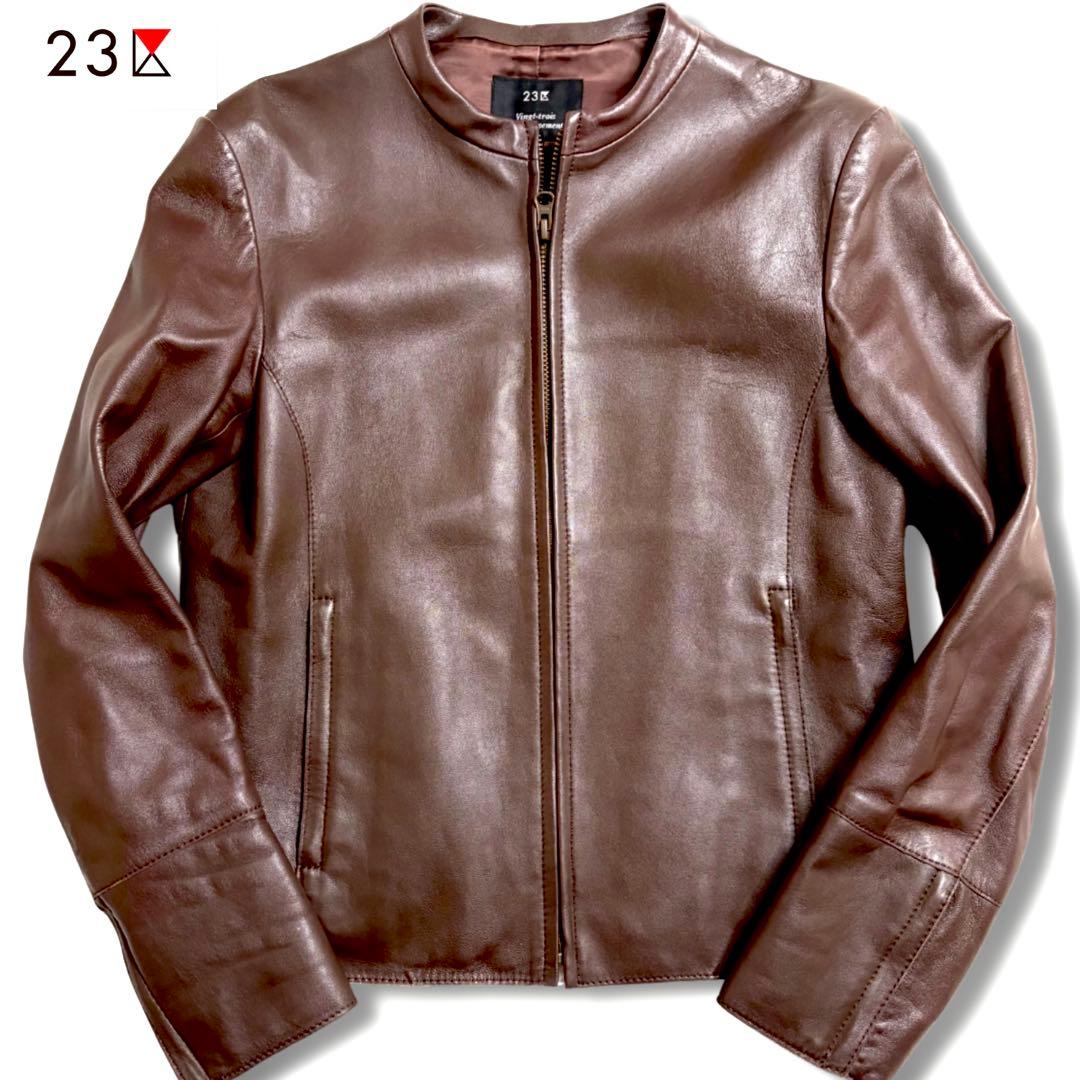 極美品✨23区 シングルライダース ジャケット ラムレザー 羊革 本革 40