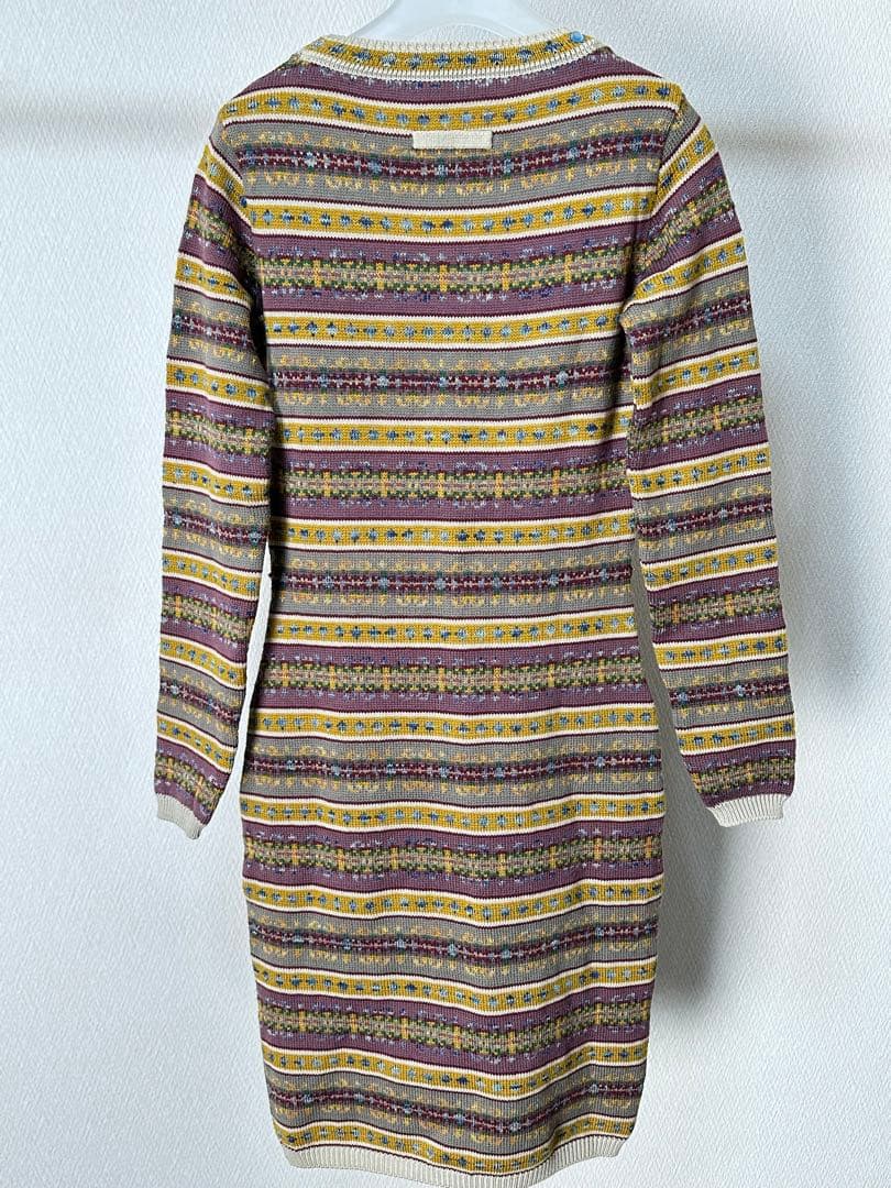 ジャンポールゴルチェマイユ クリスタルビジュー装飾 総柄ニットワンピース