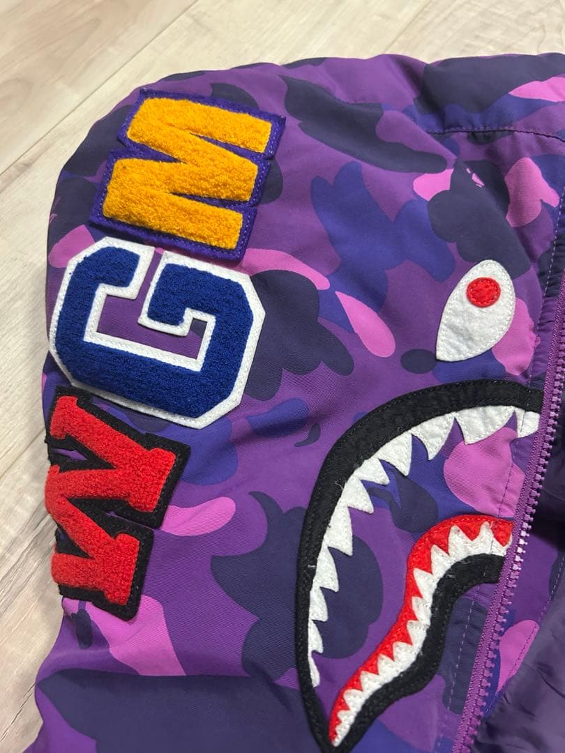 激レア　bape full zip ダウンジャケット紫s