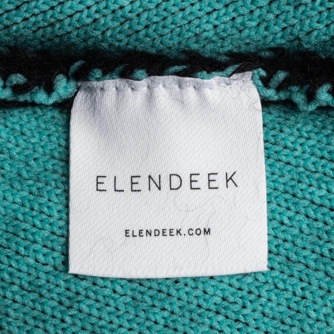 未使用 ELENDEEK ラクーンミックスダブルカーディガン ブラック ブルー