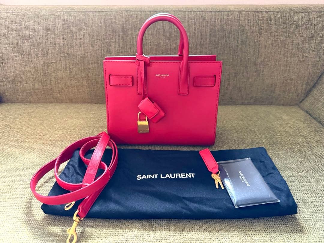 SAINT LAURENT 赤 レザー ハンドバッグ