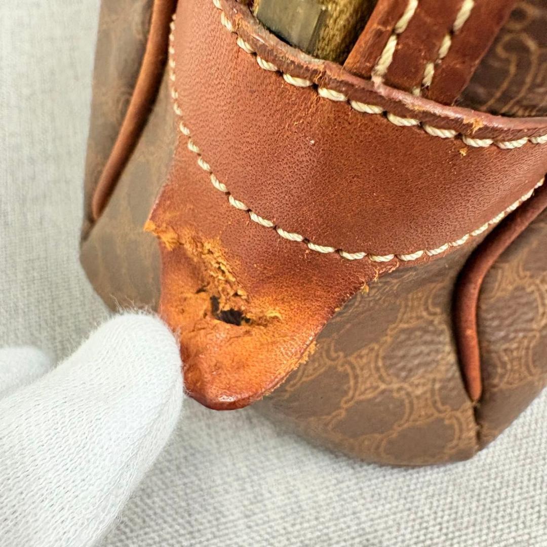 美品CELINE セリーヌ マカダム トリオンフ ハンドバッグ ブラウン PVC