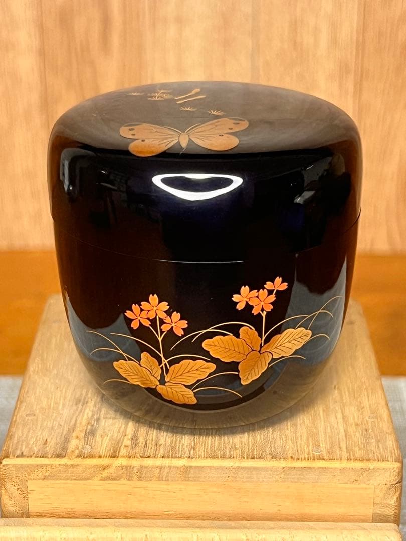 169 茶道具 中村宗悦 作 春野蒔絵 中棗