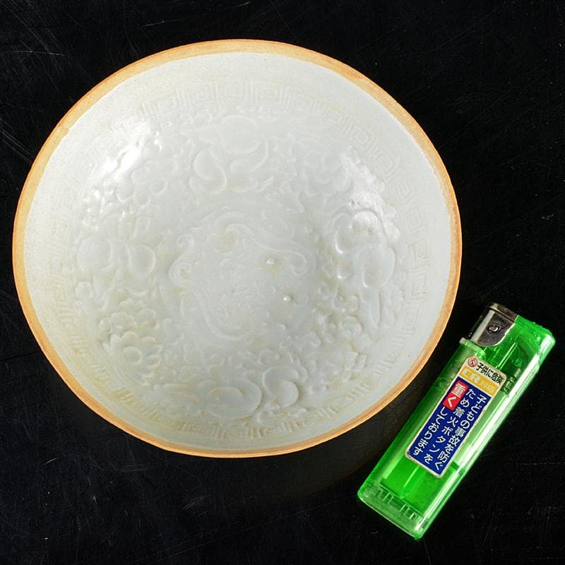 中国　影青　青白釉　陽刻　花文　鉢　C　R5789