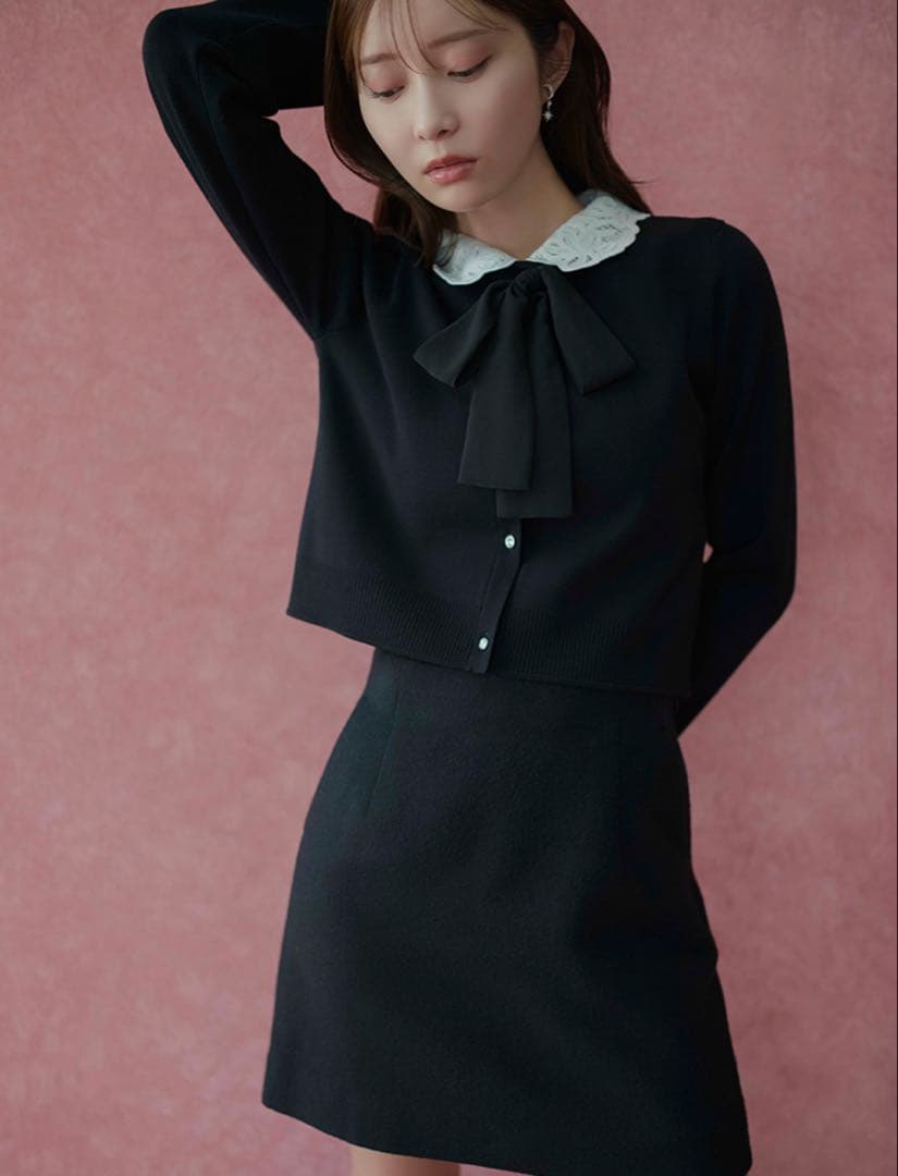 CELFORD デタッチャブルレースカラーカーディガン