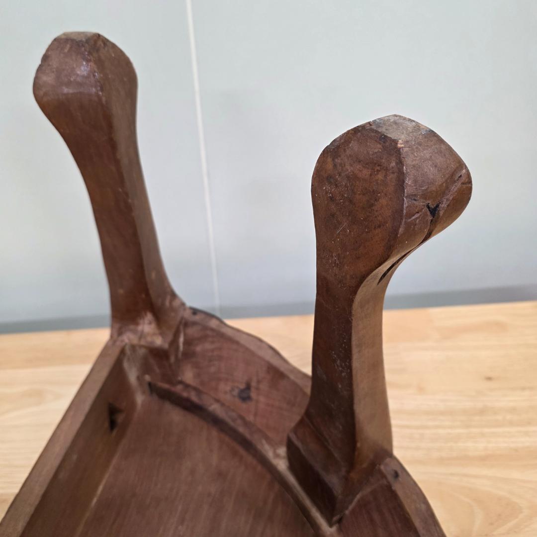 木製彫刻三角形座卓 コーナーテーブル サイドテーブル イス4脚