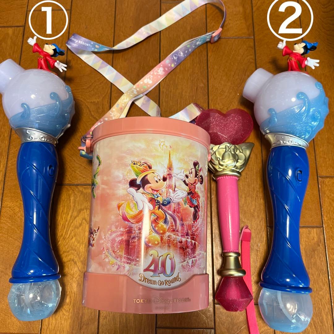 ディズニーランド　40周年ポップコーン入れ　シャボン玉　ミニースティックライト