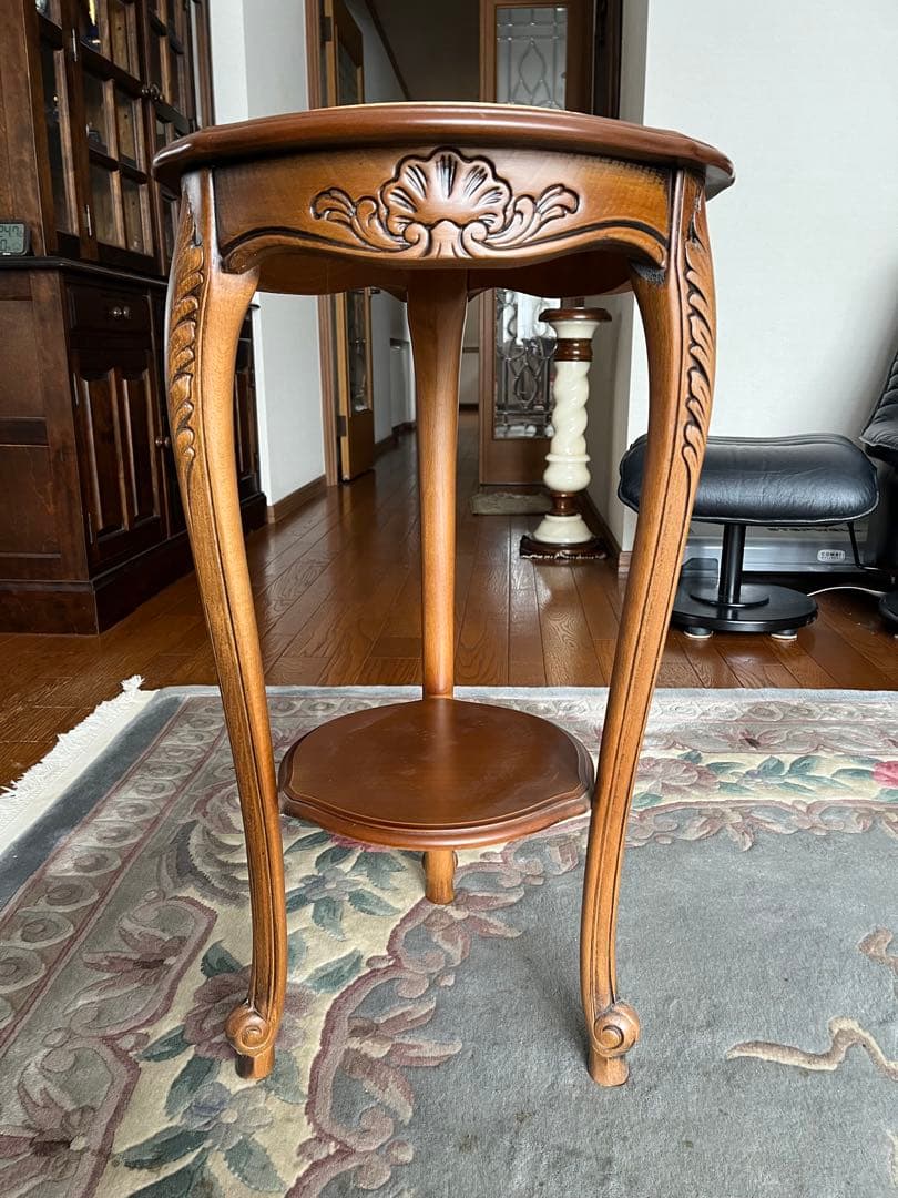 猫脚　花台　サイドテーブル　アンティーク　家具　大理石