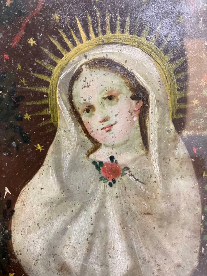 【本物保証】メキシコイコン 真筆 額装 イコン キリスト教