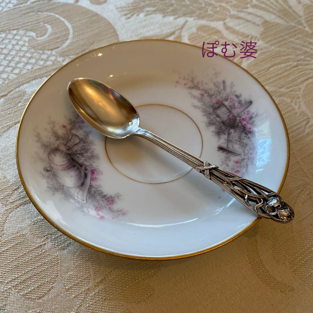 【フランス／Henin & Cie】純銀／コーヒースプーン １本 「アイリス」