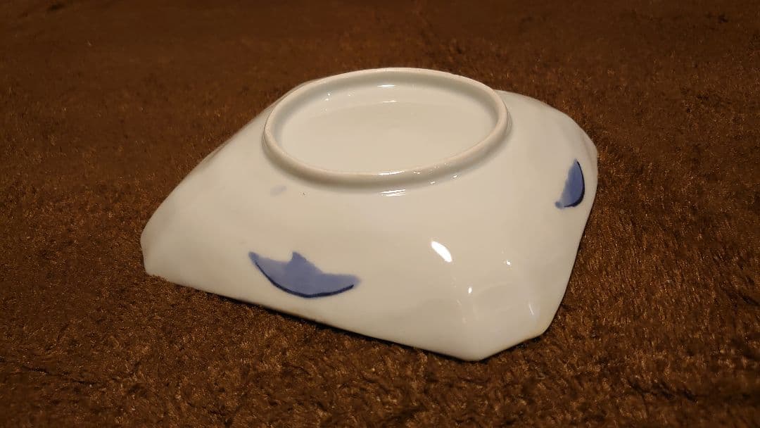 古伊万里　伊万里　色絵　山水　菓子皿　角皿　鑑賞陶器　蔵出し　１客