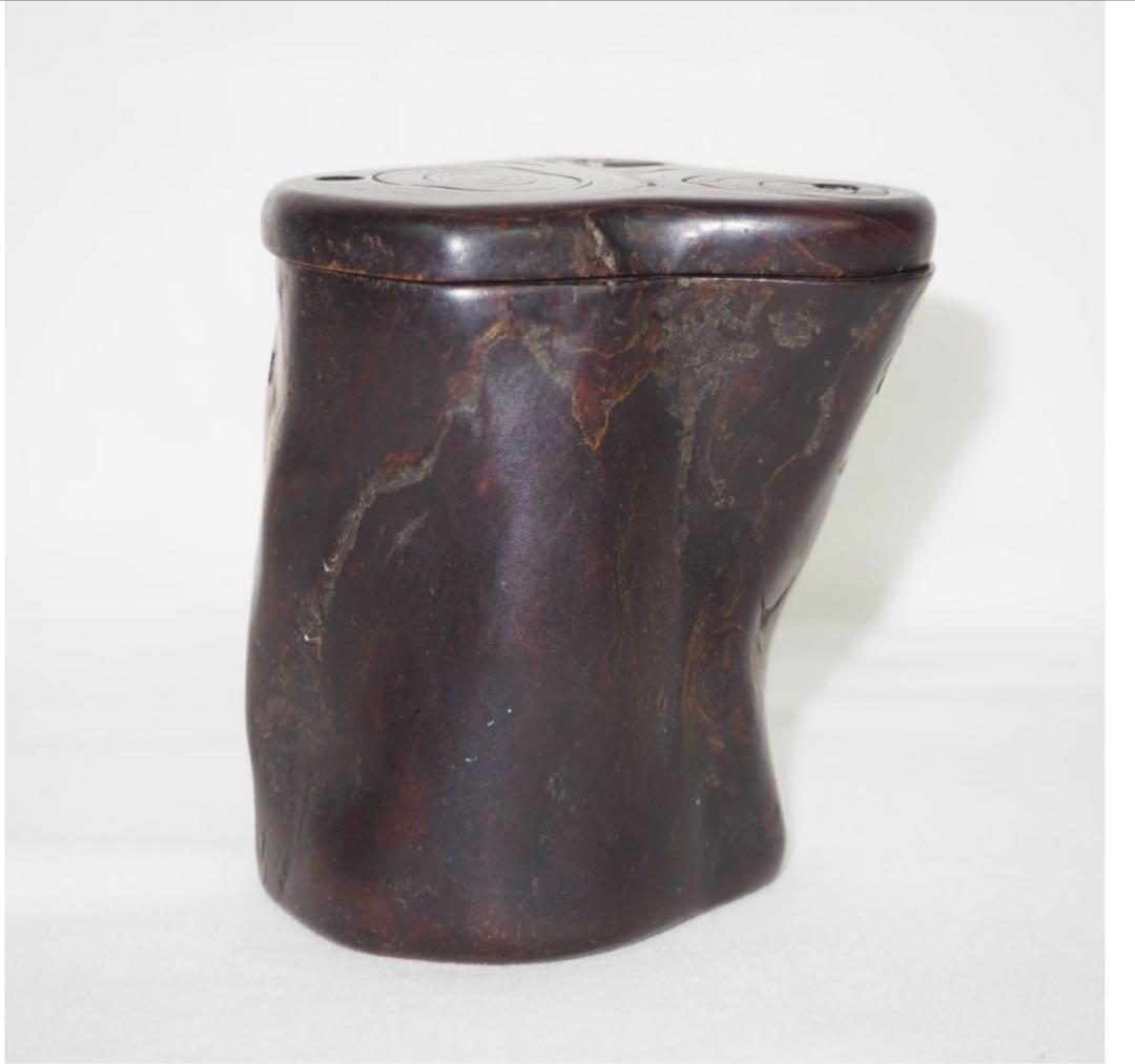 送料無料　時代物　黒珊瑚　海松　煙草入れ　重123ｇ　提げ物