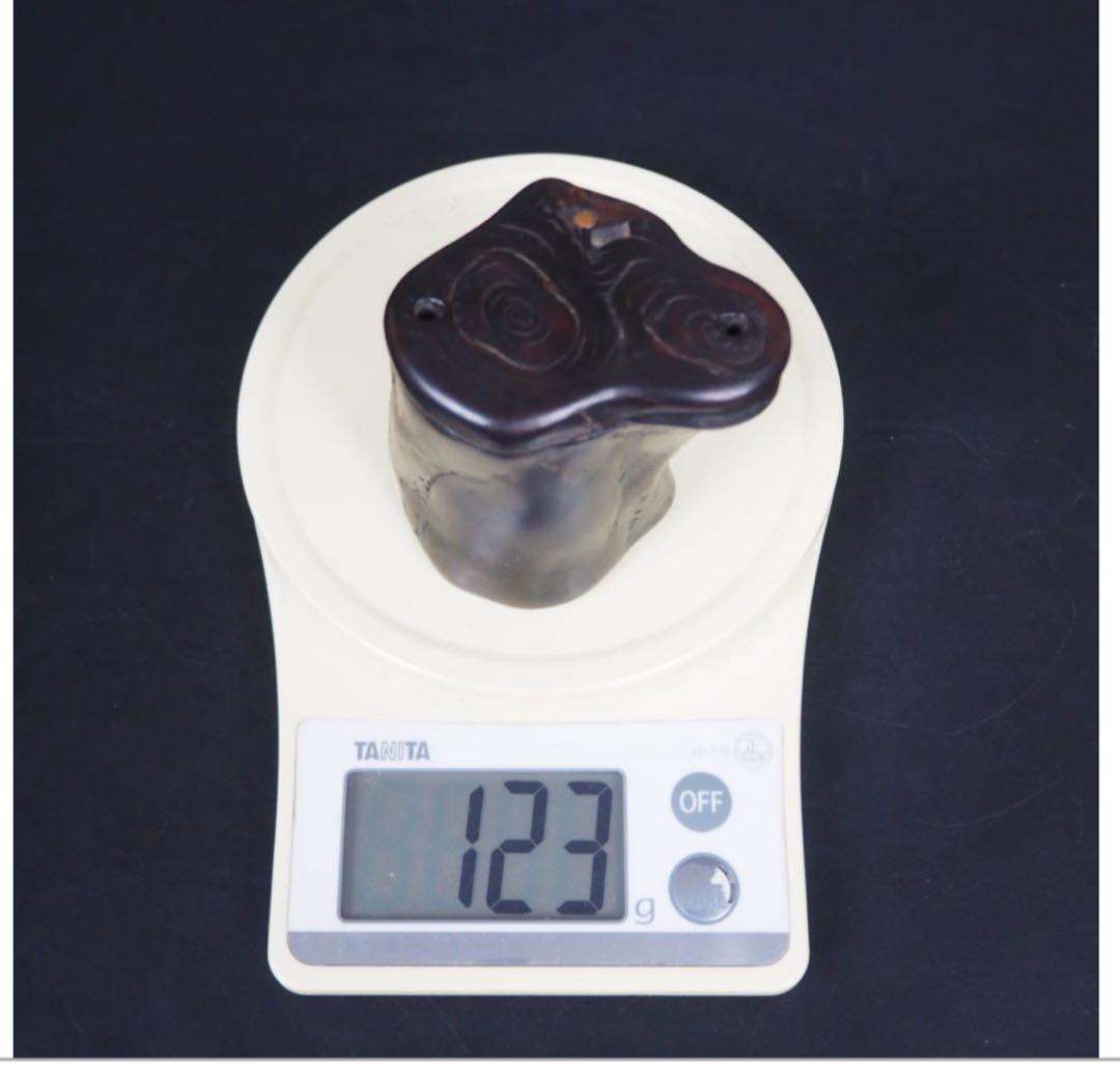 送料無料　時代物　黒珊瑚　海松　煙草入れ　重123ｇ　提げ物