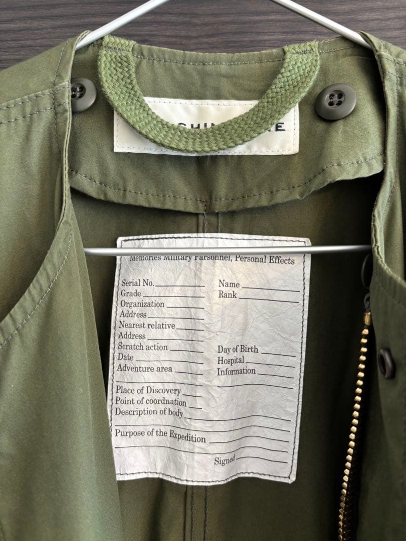 【Shinzone】定価8.3万円　フィールドパーカー　オリーブ 34