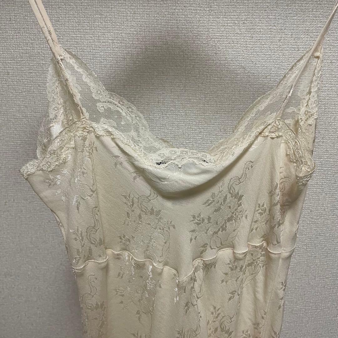 Christian Dior シルクレースキャミソール アイボリー 36