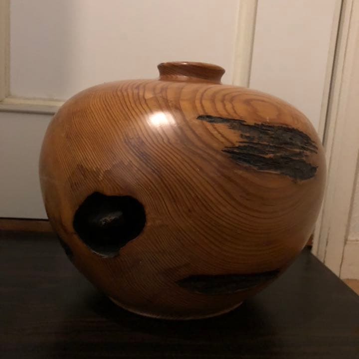 世界遺産屋久杉 芝実作　天然木オブジェくりぬき壺　屋久島　和　美木目　土埋木