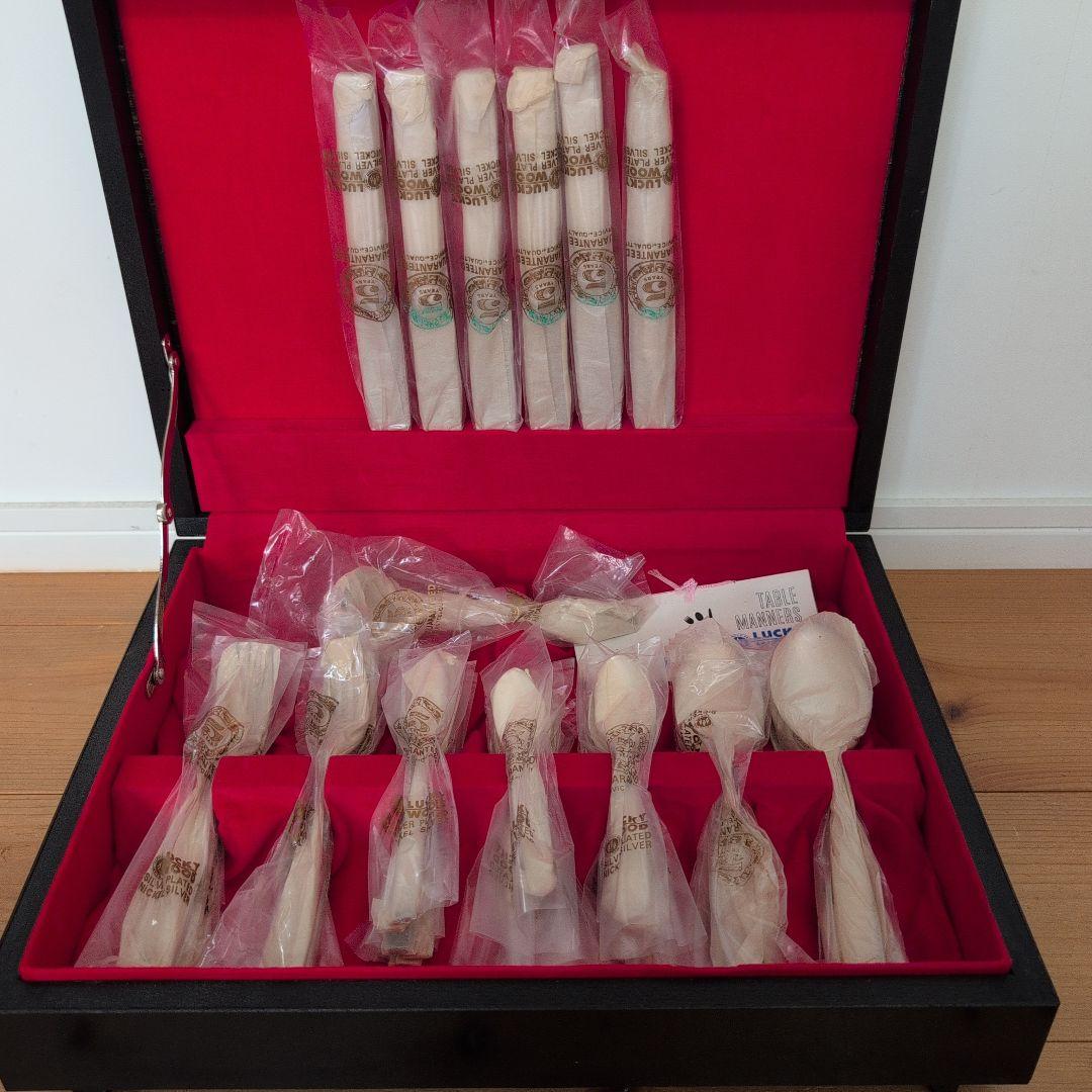 LUCKY WOODディナーセット 未使用 洋白銀器カトラリー 銀仕上げ37本