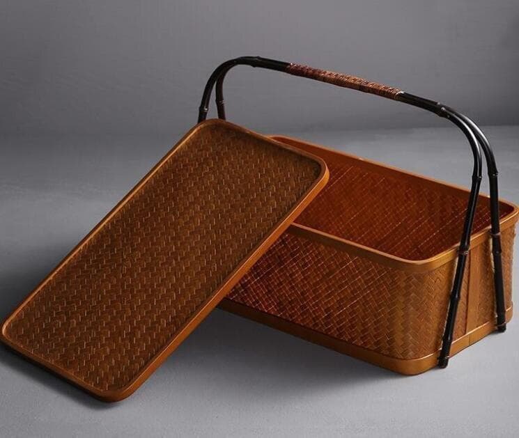 竹製 菓子器 取り外し蓋付き 職人手作り