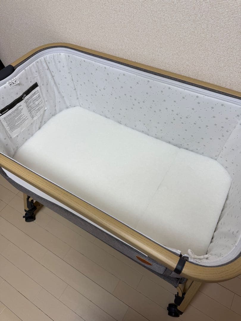 【2024年購入】HZDMJ ベビーベッド　グレー 洗える敷布団付き