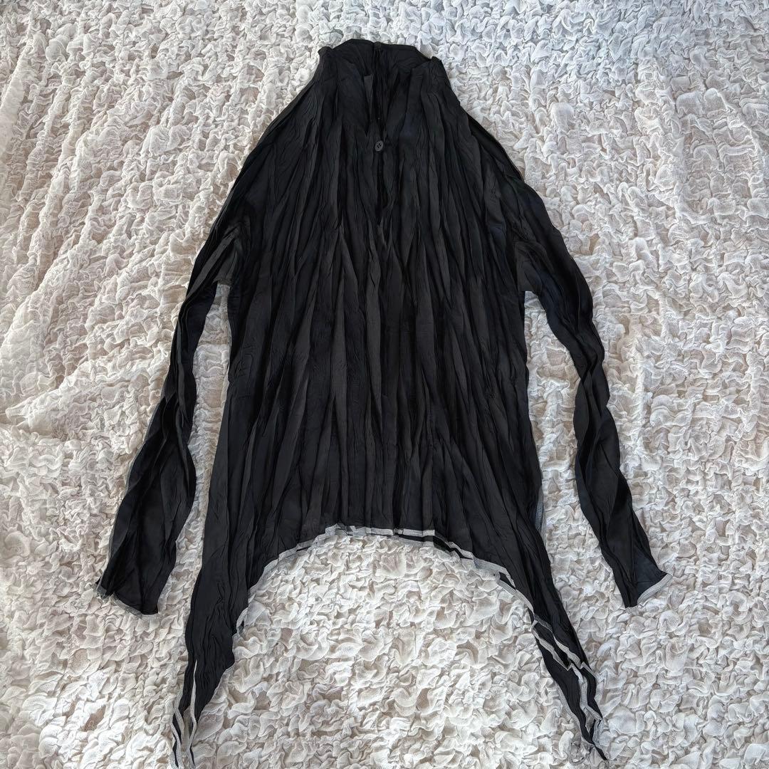 希少✨PLEATS PLEASE シワ加工　フリンジシャツ変形トップス