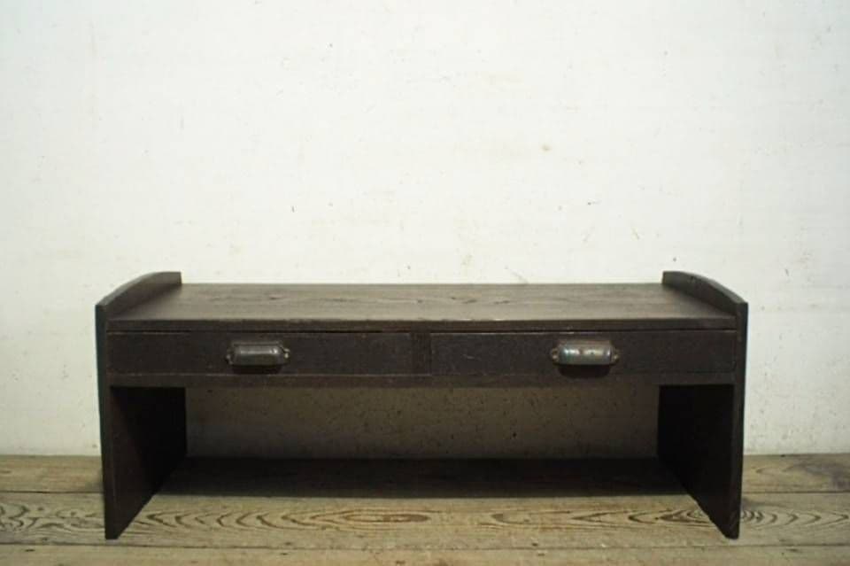 1060 アンティーク　ナラ材の文机　ローテーブル　引き出し　陳列台　レトロ