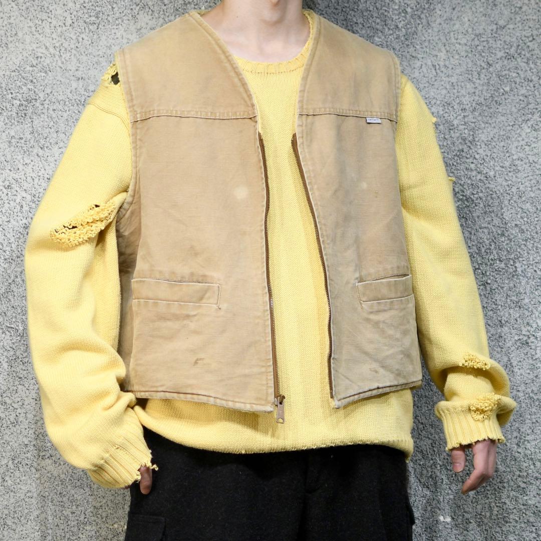古着 オーバーサイズ Carhartt ダック生地 ベスト ボアベスト