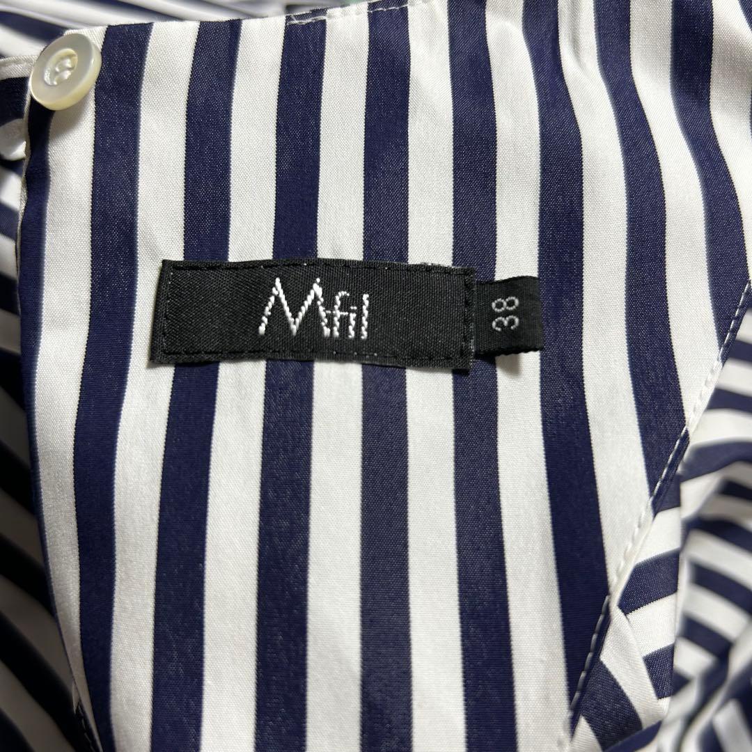 極美品✨Mfil エムフィル ブラウス シャツ ティアードスリーブ ストライプ