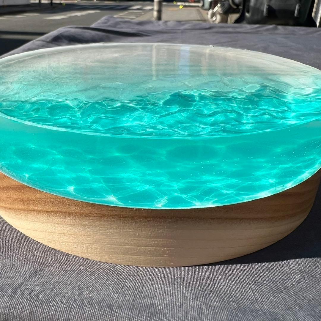 【波紋アート⑳】レジンアート／15cmまる型／枠なし