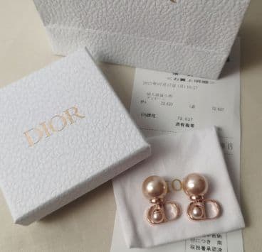 美品 Dior CD パール ピアス ベビーピンク