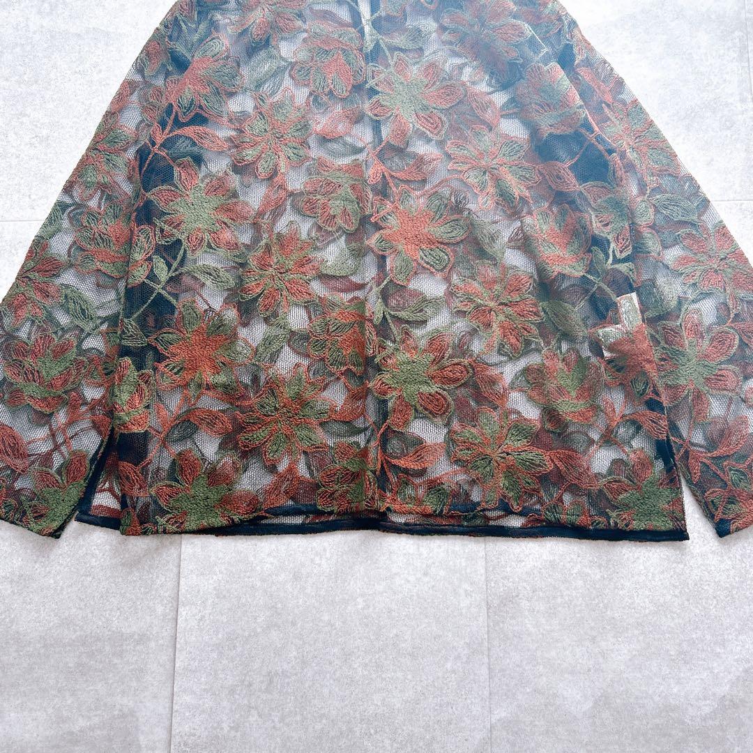 未使用級✨ FUMIE=TANAKA 刺繍 ブラウス レース チュール 花柄