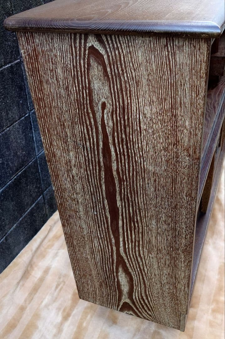 木製 飾り棚 ガラス戸 引出し キャビネット 昭和レトロ アンティーク 茶棚 箱