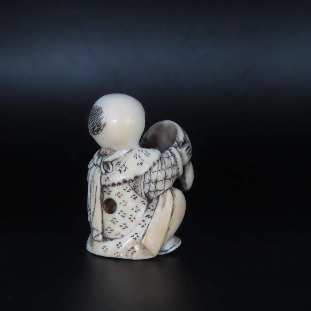 牧童と牛図蒔絵印籠（根付　唐子とひょっとこ面）