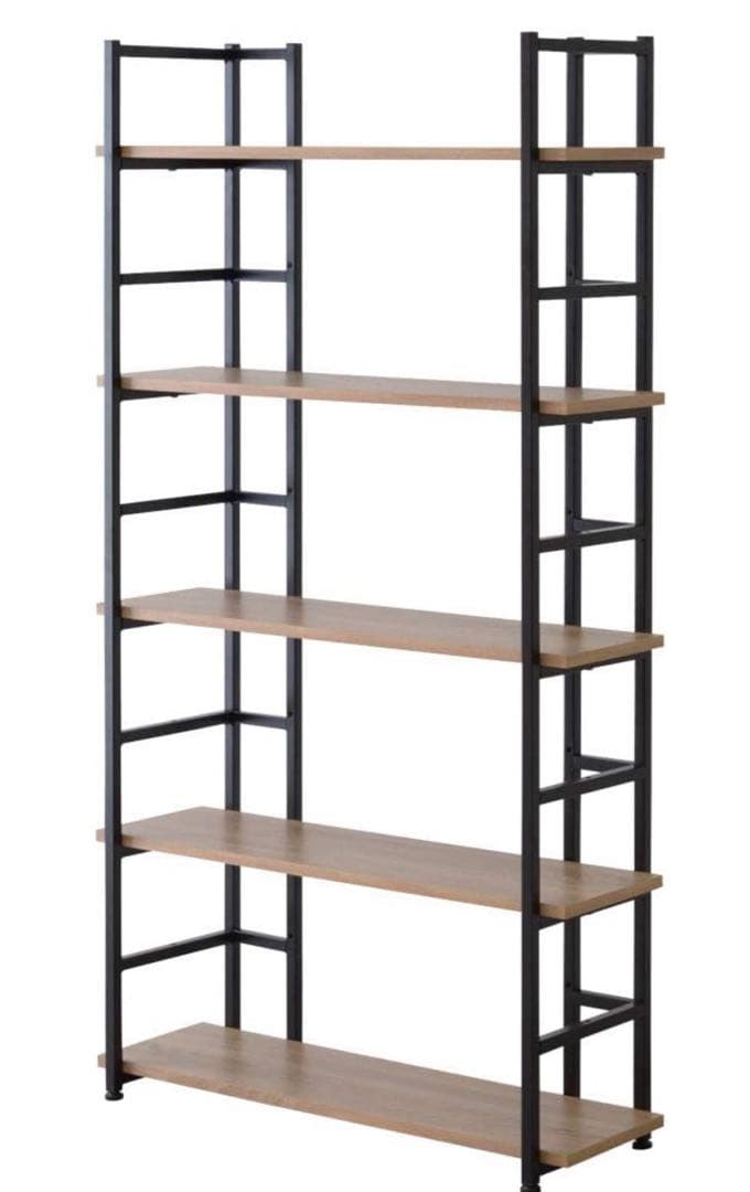 ワイエムワールド 本棚 オープンラック 5段 幅90cm 木製 オーク