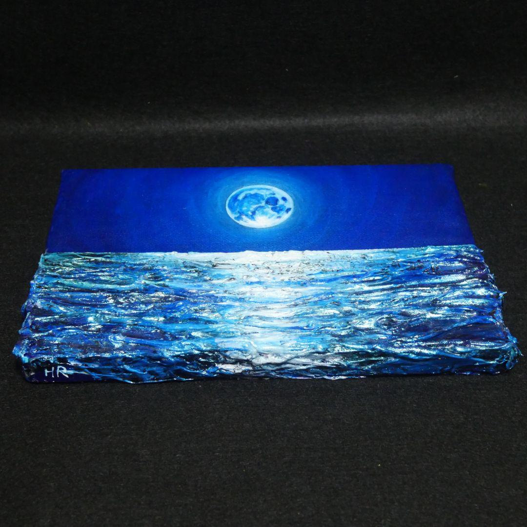 油絵 油彩 油彩画 絵 絵画 SM号【青い満月】