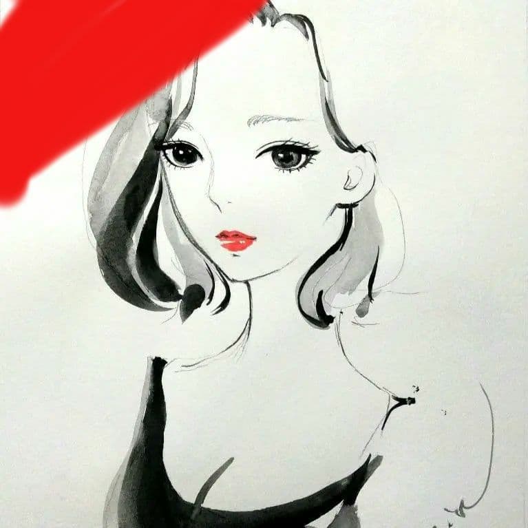 専用　絵画　原画　ドローイング　水彩画　美人画　A4サイズ　デザイン画　ラフ画