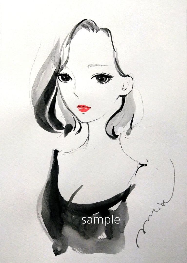 専用　絵画　原画　ドローイング　水彩画　美人画　A4サイズ　デザイン画　ラフ画