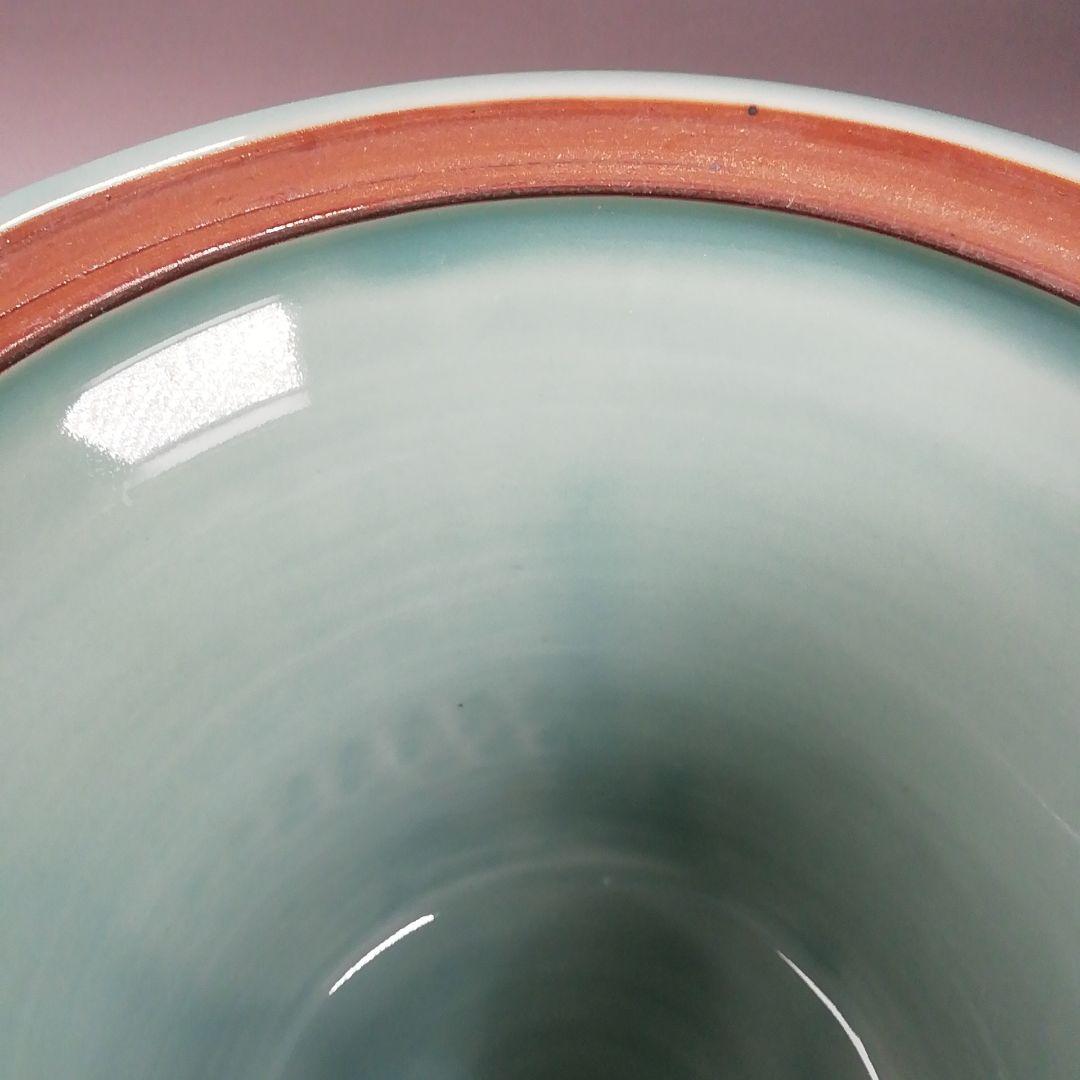 Ｗ１１８　水指　『青磁　末広』『藤山 造』　共箱　茶道具