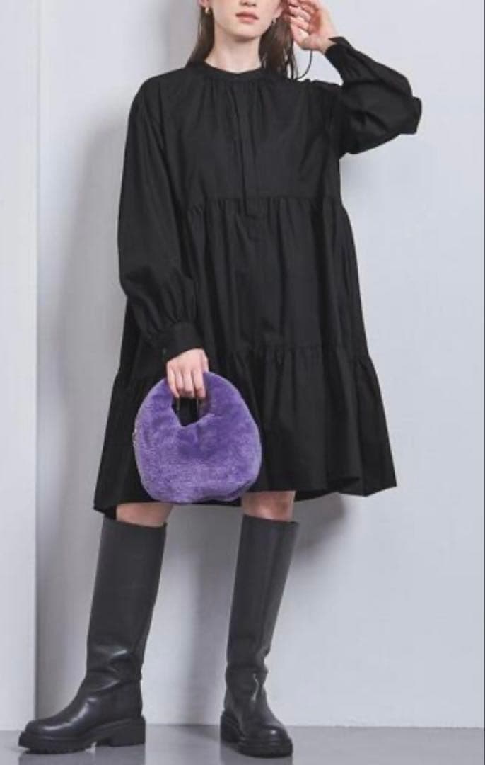 ユナイテッドアローズ コットン ティアード ミニ ワンピース チュニック　黒