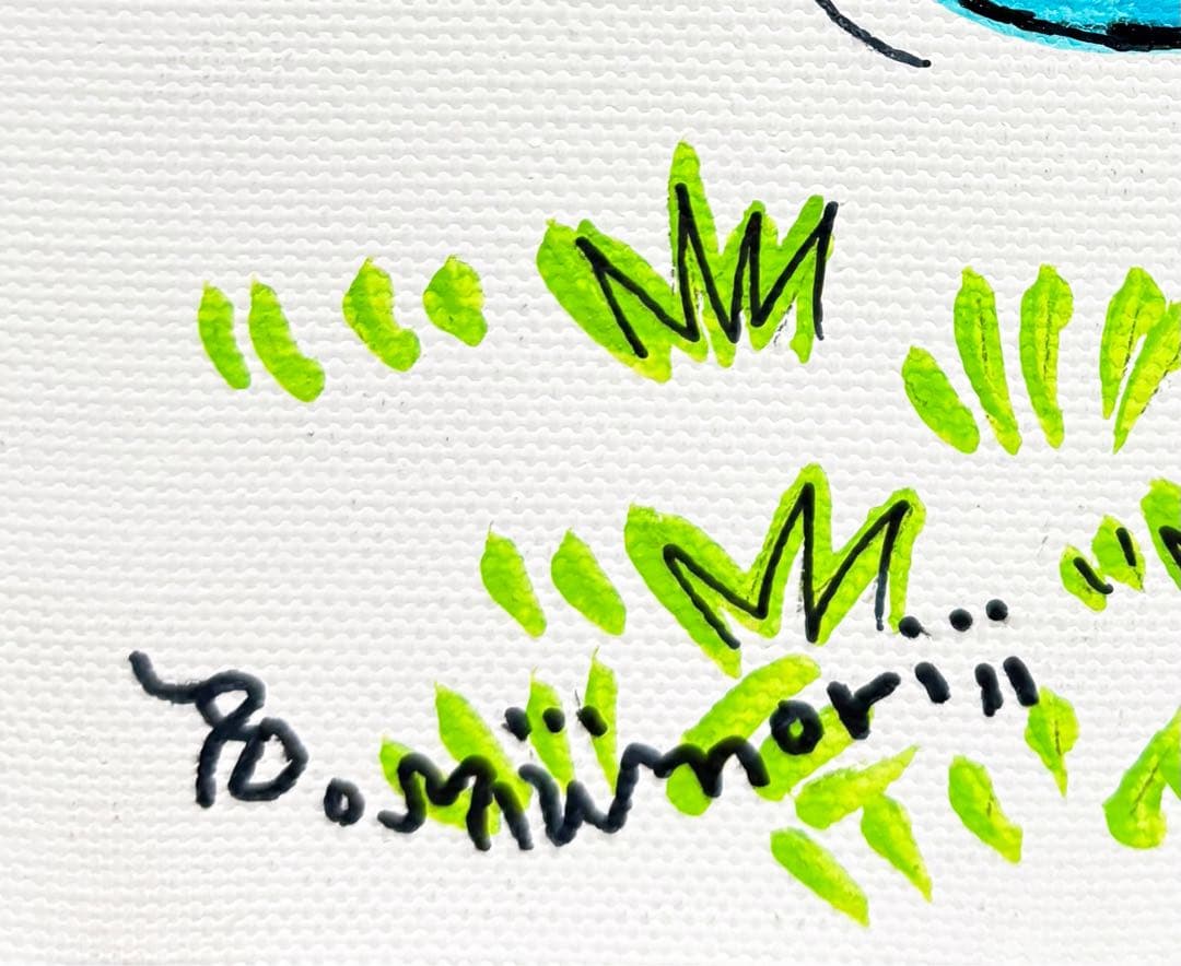 【F4号】手描き油彩　水森亜土　額縁　未使用額　サイン　絵画　かわいい　人気作品