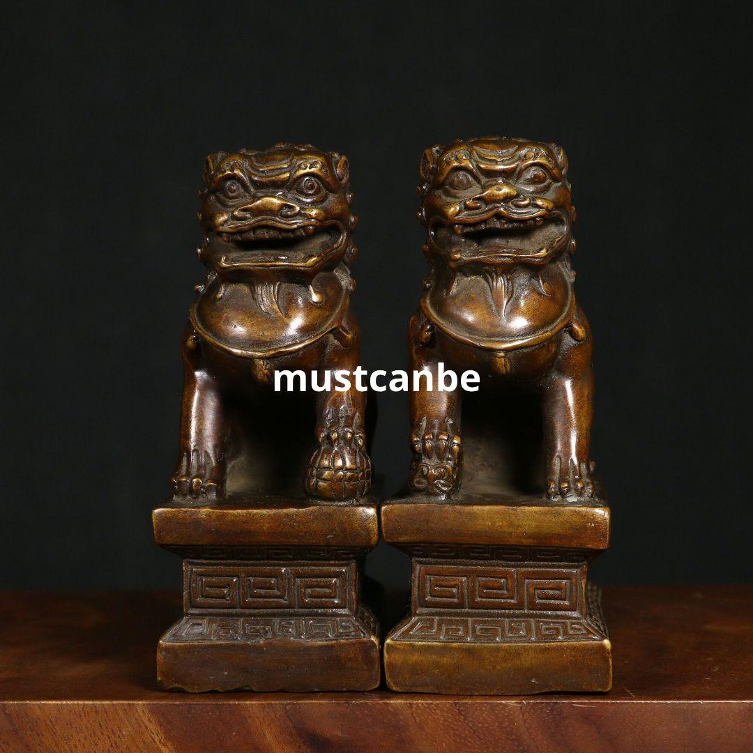 銅器 獅子 客間 茶室 商舗 鎮宅 辟邪 開運 風水 招財置物 工芸品 装飾品