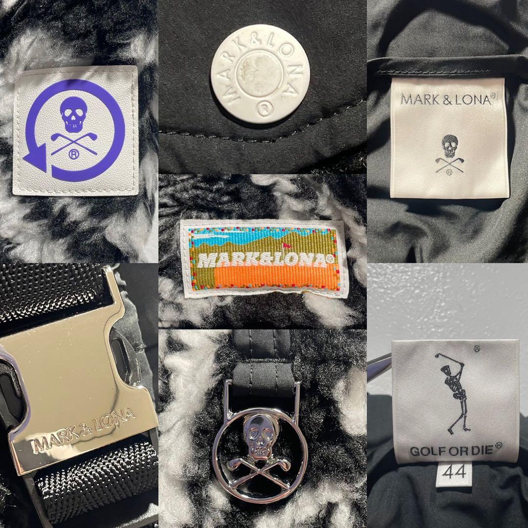 MARK&LONA ボアパンツ 黒×白 総柄 スカル メンズ 44 ゴルフウェア