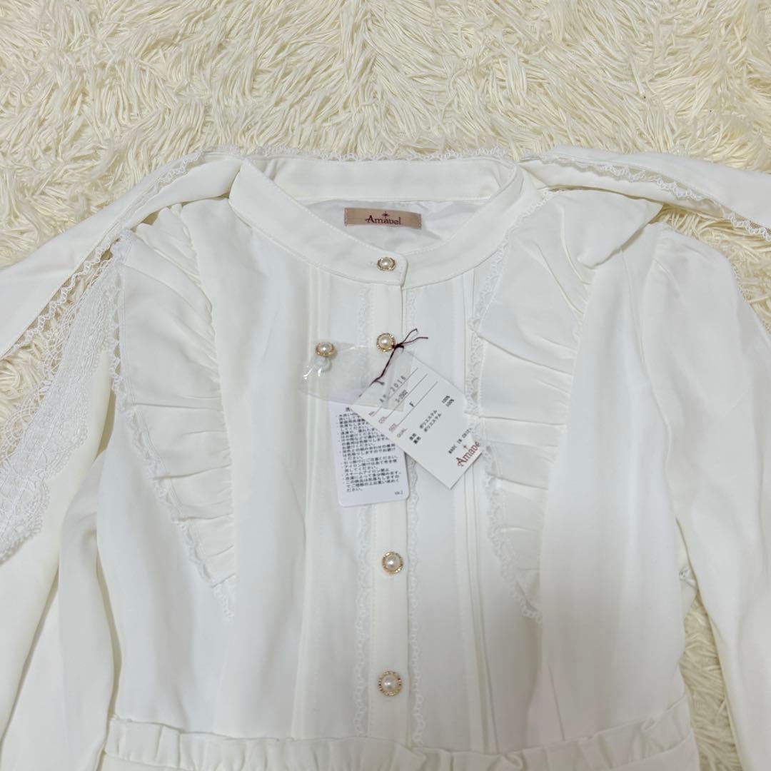 Amavel Pretty Laceボウタイワンピース　アイボリー