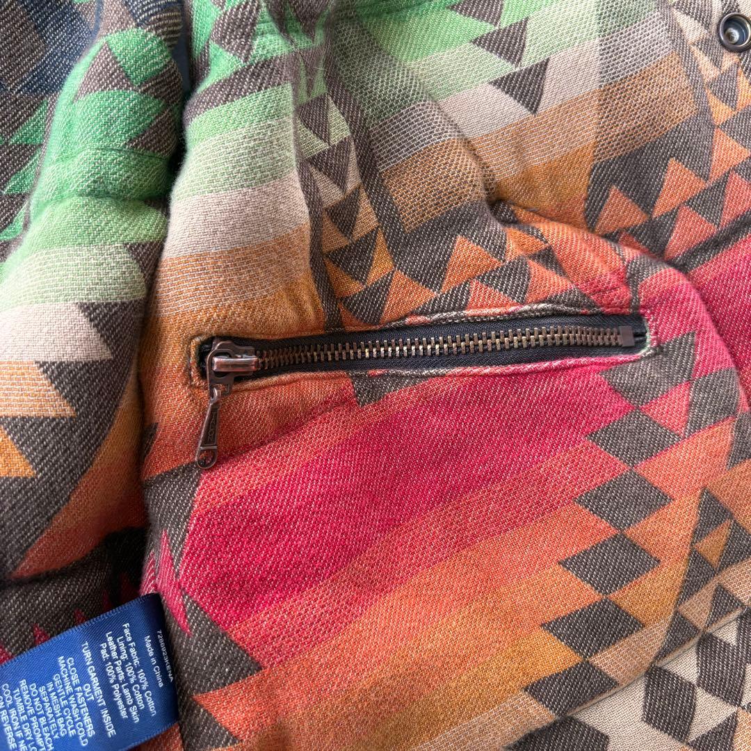 Ralph Lauren 中綿ベスト ネイティブ柄 デニム レザー切り替え