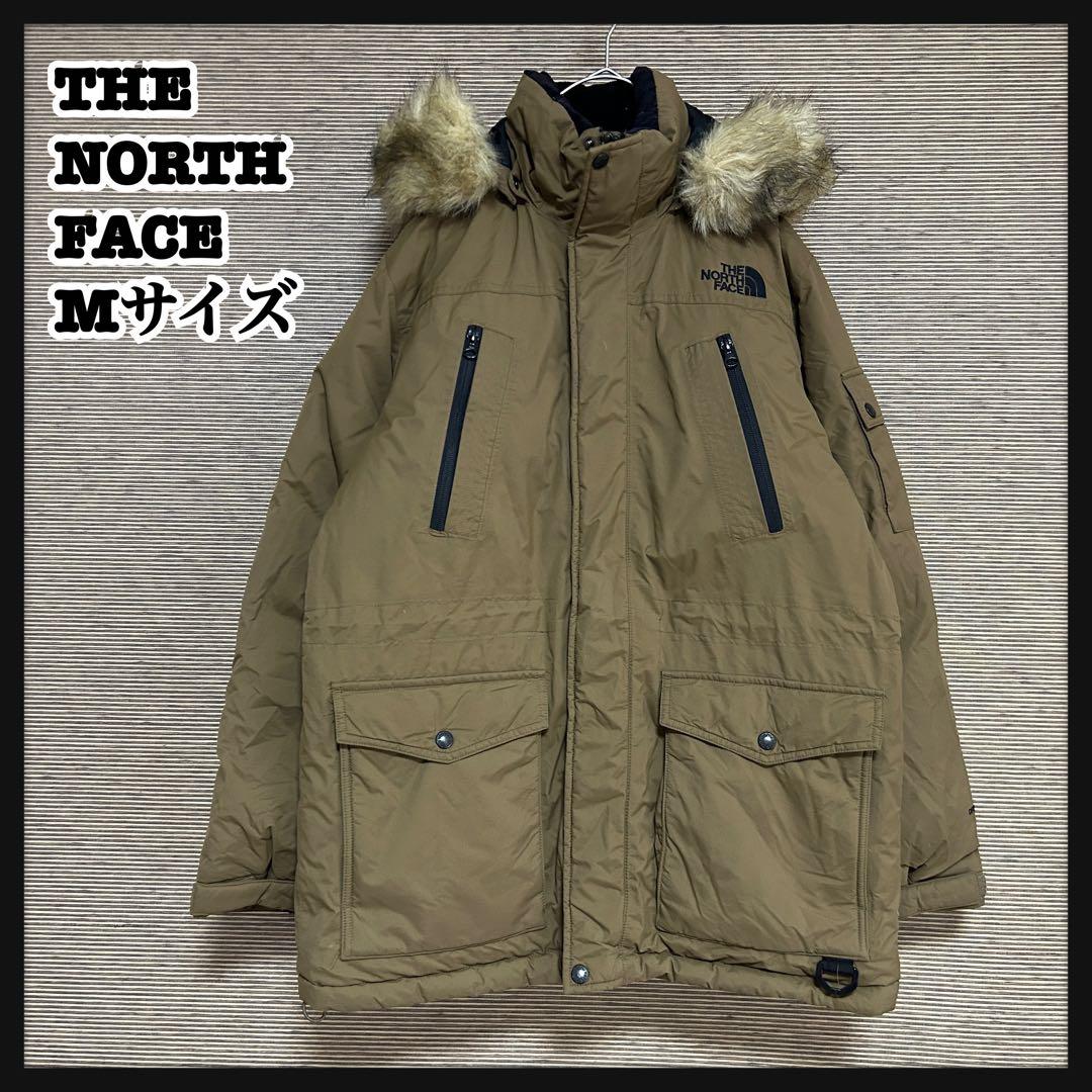 【ノースフェイス】ダウンジャケット モッズコート　こげ茶　フェイクファー刺繍H3