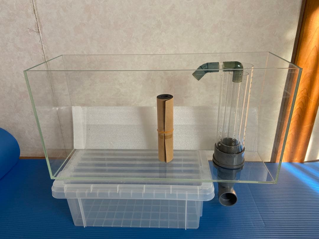 【引き取り限定】オーバーフロー3重管ガラス水槽　60㌢×奥行20㌢×高さ30㌢